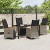 vidaXL Garten Essgruppe mit Kissen 5 pcs Grau Poly-Rattan
