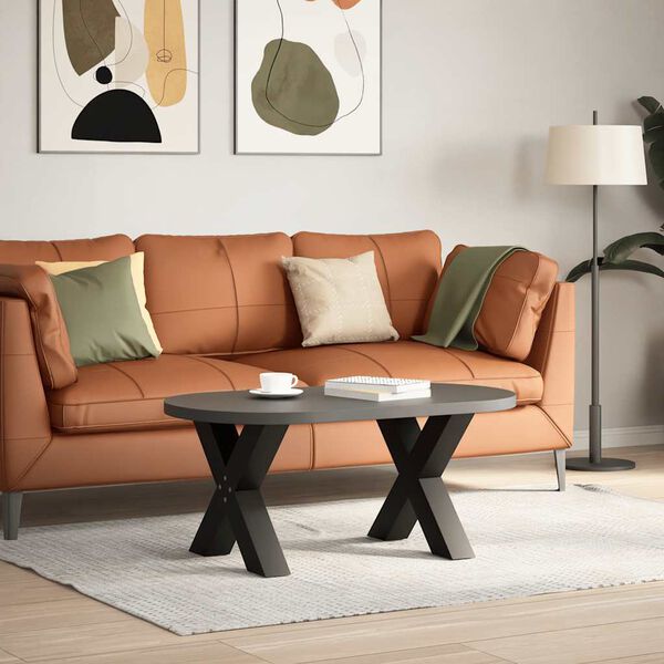 vidaXL Couchtischbeine X-Form 2 Stk. Schwarz 50x(42-43) cm Stahl