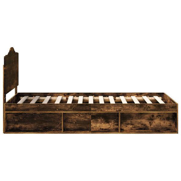 vidaXL Bettrahmen Ger&auml;ucherte Eiche 75 x 190 cm Massives Kiefernholz