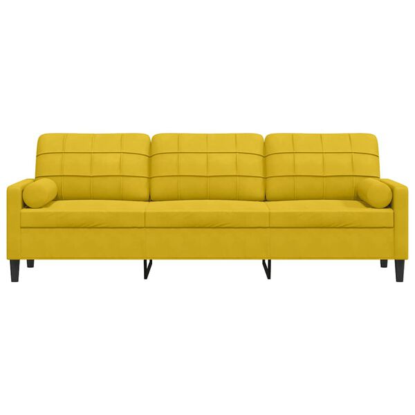 vidaXL Sofa 3-Sitzer mit Zierkissen Gelb 210 cm Samt
