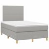 vidaXL Boxspringbett mit Matratze & LED Hellgrau 120x190 cm Stoff