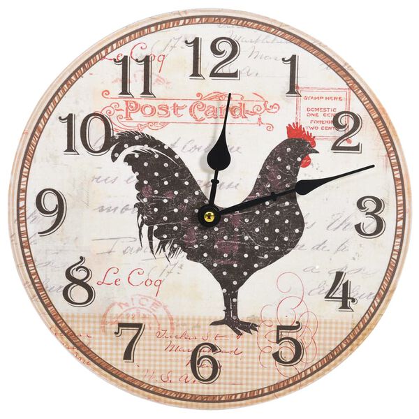 vidaXL Wanduhr mit Huhn-Design Mehrfarbig 30 cm MDF