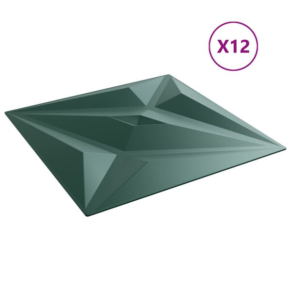 vidaXL Wandpaneele 12 Stk. Grün 50x50 cm XPS 3 m² Stern