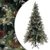 vidaXL Weihnachtsbaum mit Beleuchtung und Kiefernzapfen 225 cm PVC&PE