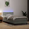 vidaXL Boxspringbett mit Matratze & LED Hellgrau 90x220 cm Samt