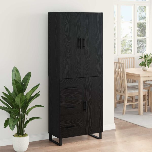 vidaXL Highboard 2 pcs Schwarz Eichen-Optik 69,5 x 34 x 180 cm