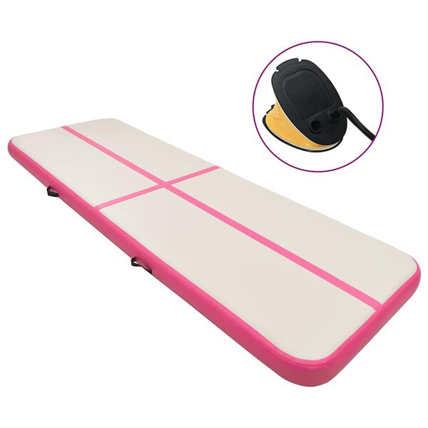 vidaXL Aufblasbare Gymnastikmatte mit Pumpe 700x100x15 cm PVC Rosa
