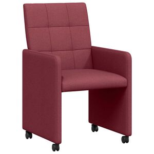 vidaXL Esszimmerst&uuml;hle mit Rollen 2 stk. Stoff Weinrot 58 x 65 x 94 cm