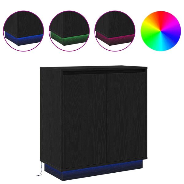 vidaXL Sideboard Schwarz Eichen-Optik 71 x 34,5 x 75 cm Holzwerkstoff