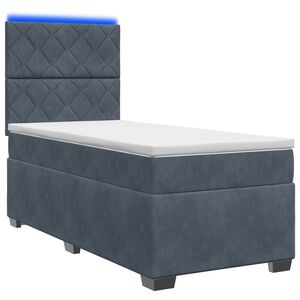 vidaXL Boxspringbett mit Matratze und LED Dunkelgrau 90 x 190 cm Samt