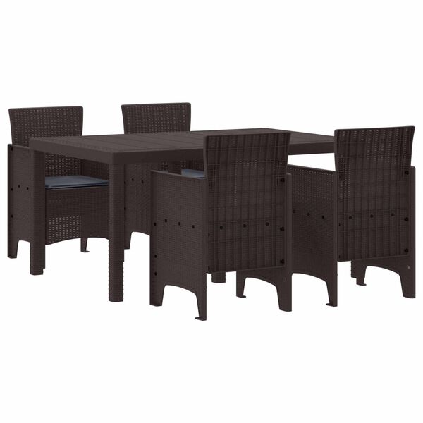 vidaXL Garten Essgruppe 5 pcs Braun Polt Rattan