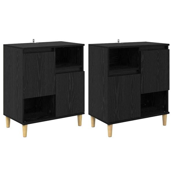 vidaXL Sideboards 2 pcs Schwarz Eichen-Optik 60 x 35 x 70 cm