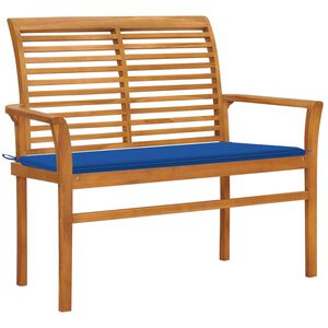 vidaXL Gartenbank mit Königsblauer Auflage 112 cm Massivholz Teak