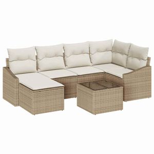 vidaXL Garten Essgruppe 7 stk. Beige und Creme