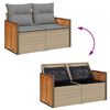 vidaXL 7-tlg. Garten-Sofagarnitur mit Kissen Beige Poly Rattan Akazie