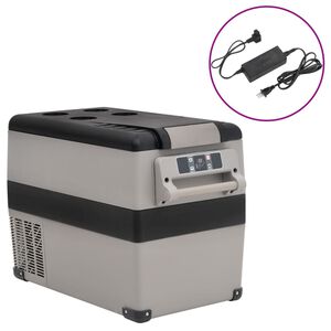 vidaXL K&uuml;hlbox mit Griff und Adapter Schwarz und Grau 55 L PP & PE