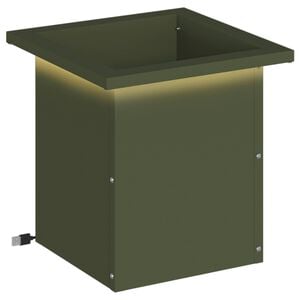 vidaXL Garten-Pflanzk&uuml;bel mit LED Olivgr&uuml;n 30 x 30 x 30 cm Stahl