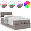 vidaXL Ottoman-Bett mit Matratze & LEDs Taupe 100x200 cm Stoff