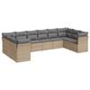 vidaXL 10-tlg. Garten-Sofagarnitur mit Kissen Beige Poly Rattan