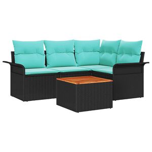 vidaXL Gartensofa-set 5 Stk. 4-Sitzanzahl Schwarz und T&uuml;rkis