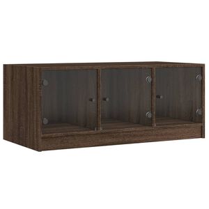 vidaXL Couchtisch mit Glast&uuml;ren Braun Eichen-Optik 102x50x42 cm