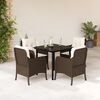 vidaXL 5-tlg. Garten-Essgruppe mit Kissen Braun Poly Rattan