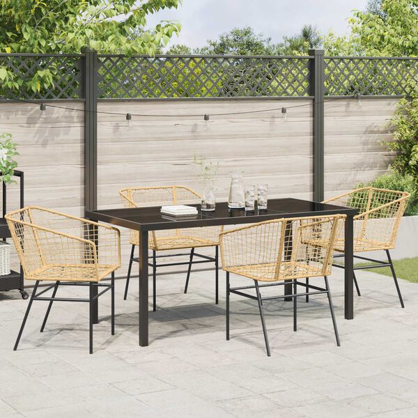 vidaXL Garten Essgruppe 5 pcs Braun Poly-Rattan