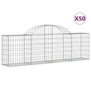 vidaXL Gabionen mit Hochbogen 50 Stk. 200x30x60/80 cm Verzinktes Eisen
