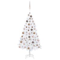 vidaXL Künstlicher Weihnachtsbaum mit Beleuchtung & Kugeln Weiß 120 cm
