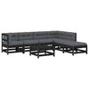 vidaXL 7-tlg. Garten-Lounge-Set mit Kissen Schwarz Massivholz