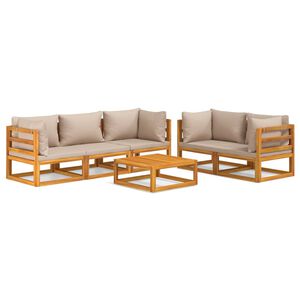 vidaXL 6-tlg. Garten-Lounge-Set mit Taupe Kissen Massivholz