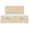 vidaXL Ottoman-Bett mit Matratzen & LEDs Creme 180x200 cm Stoff