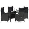vidaXL Garten Essgruppe mit Kissen 5 pcs Schwarz Poly-Rattan