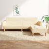 vidaXL Schlafsofa 2-Sitzer mit Fußhocker Creme Stoff