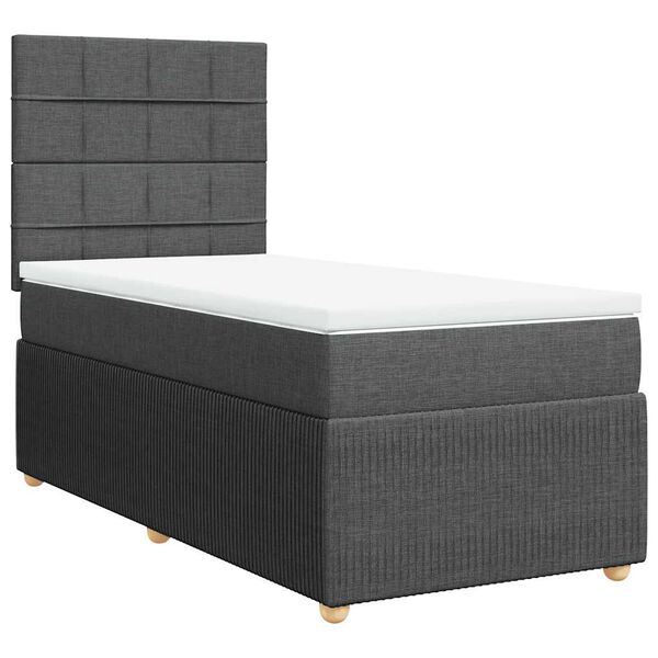 vidaXL Boxspringbett mit Matratze Dunkelgrau 100x200 cm Stoff