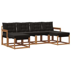 vidaXL Outdoor-Sofagarnitur 6 stk. 6-Sitzer Natur und Schwarz