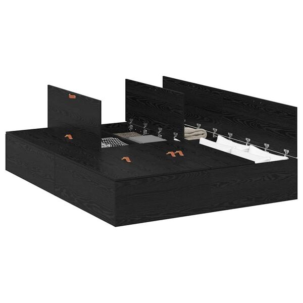 vidaXL Bettgestell Schwarz Eichen-Optik 140 x 200 cm Holzwerkstoff