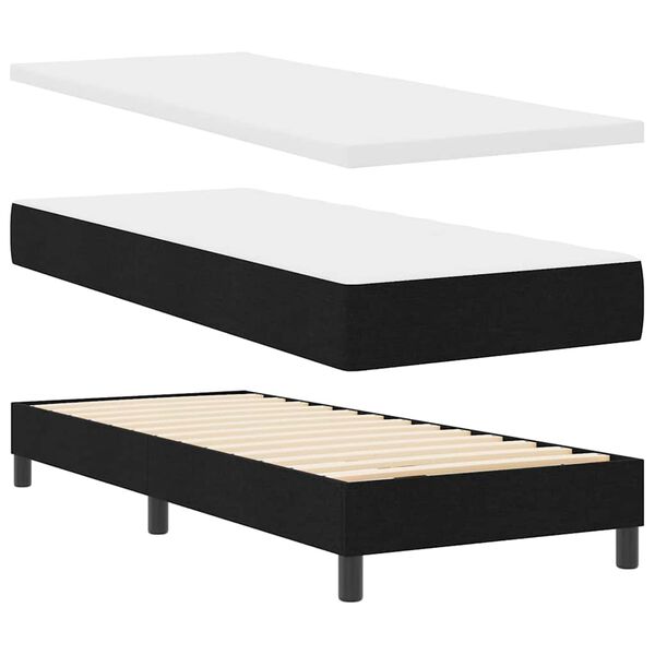 vidaXL Boxspringbett mit Matratze Schwarz 80 x 200 cm Stoff