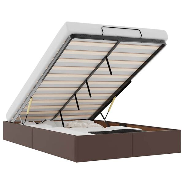 vidaXL Ottoman-Bett ohne Matratze Braun 120x200 cm Kunstleder