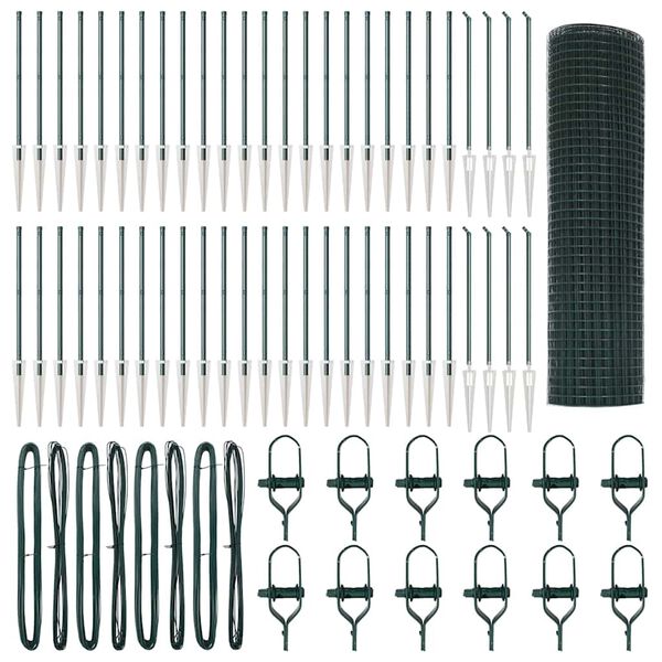 vidaXL Zaunpfosten Gr&uuml;n 100 x 0,6 m (12 x 12 mm Netz) Stahl und PVC