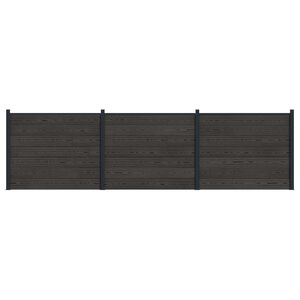vidaXL Zaunelement 3 pcs WPC und Aluminium Schwarz