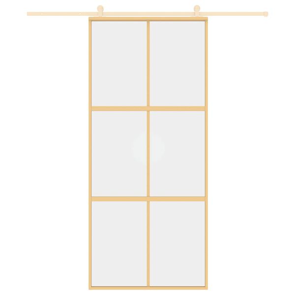 vidaXL Schiebet&uuml;r Golden 90x205 cm ESG-Klarglas und Aluminium