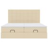 vidaXL Ottoman-Bett mit Matratzen & LEDs Creme 200x200 cm Stoff
