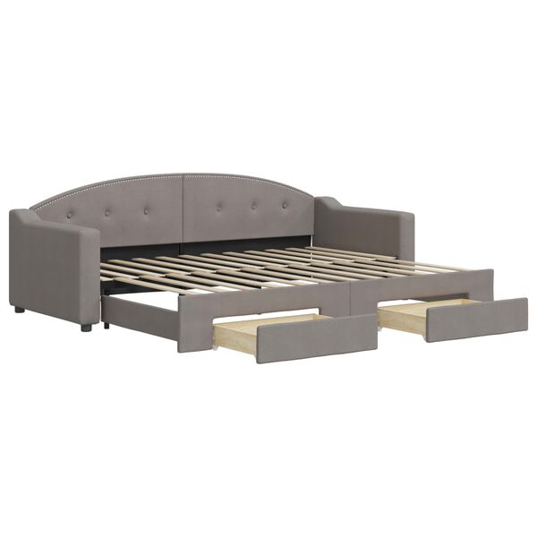 vidaXL Tagesbett Ausziehbar mit Schubladen Taupe 80x200 cm Stoff