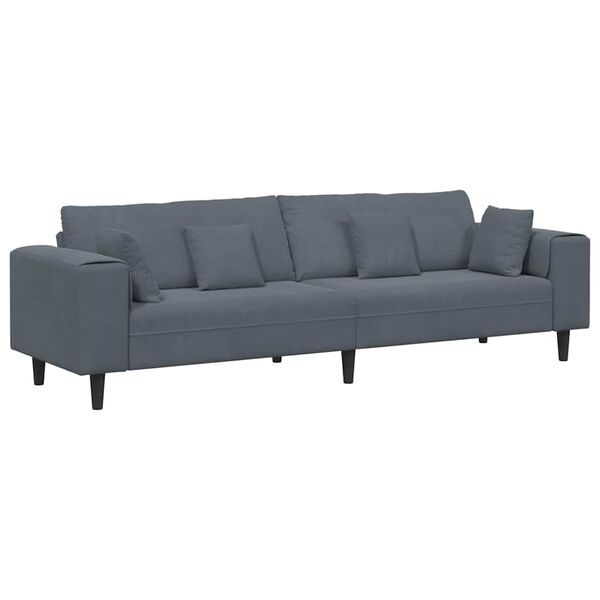 vidaXL Sofa mit Kissen Dunkelgrau 250 x 77 x 76 cm Samt