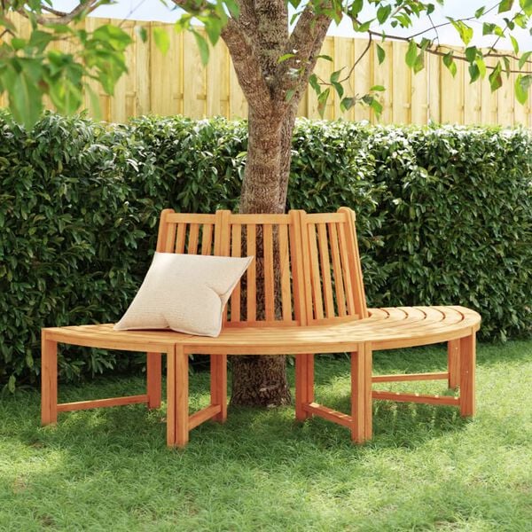 vidaXL Baumbank Halbrund &Oslash;201 cm Massivholz Teak