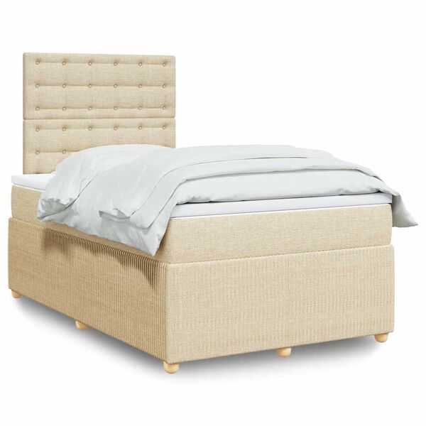 vidaXL Boxspringbett mit Matratze Creme 120x200 cm Stoff