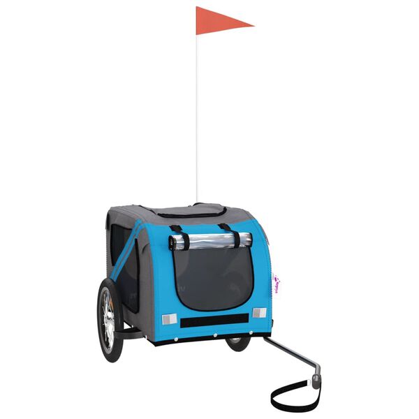 vidaXL Fahrradanh&auml;nger Hunde Blau und Grau Oxford-Gewebe und Eisen