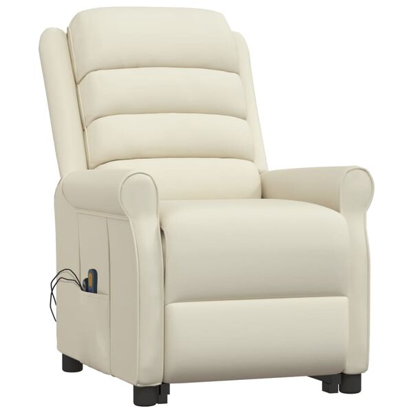 vidaXL Massagesessel mit Aufstehhilfe Creme Kunstleder