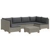 vidaXL 7 Stk. Rattan Lounge Set mit Kissen GENDT Naturrattan Kubu Grau